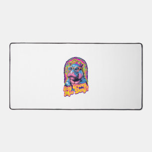 Colourful Stay Groovy Moo Deng Pygmy Hippo Design Desk Mat