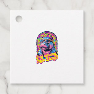 Colourful Stay Groovy Moo Deng Pygmy Hippo Design Favour Tags