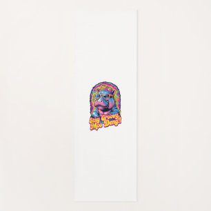 Colourful Stay Groovy Moo Deng Pygmy Hippo Design Yoga Mat
