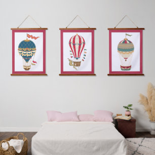 Colourful Steampunk Hot Air Balloon Baby Bedroom Hanging Tapestry