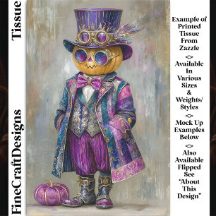 Colourful Steampunk Pumpkin Man Art DM8L Decoupage Tissue Paper