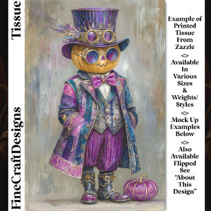 Colourful Steampunk Pumpkin Man Art DM8R Decoupage Tissue Paper