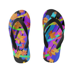 colourful sticks of leaves kid's flip flops
