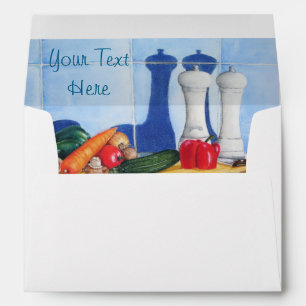 colourful still life of mixed vegetables in prep envelope