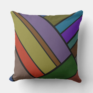 Colourful Stiped Outdoor Throw Pillow