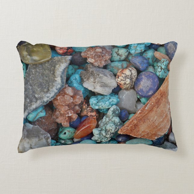 Colourful stone rock natural texture grey brown bl accent pillow (Front)