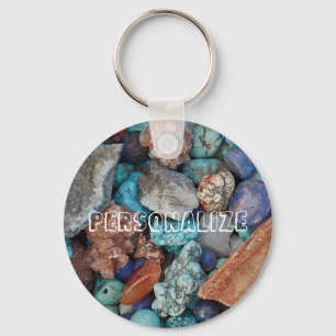 Colourful stone rock pebble natural texture keychain