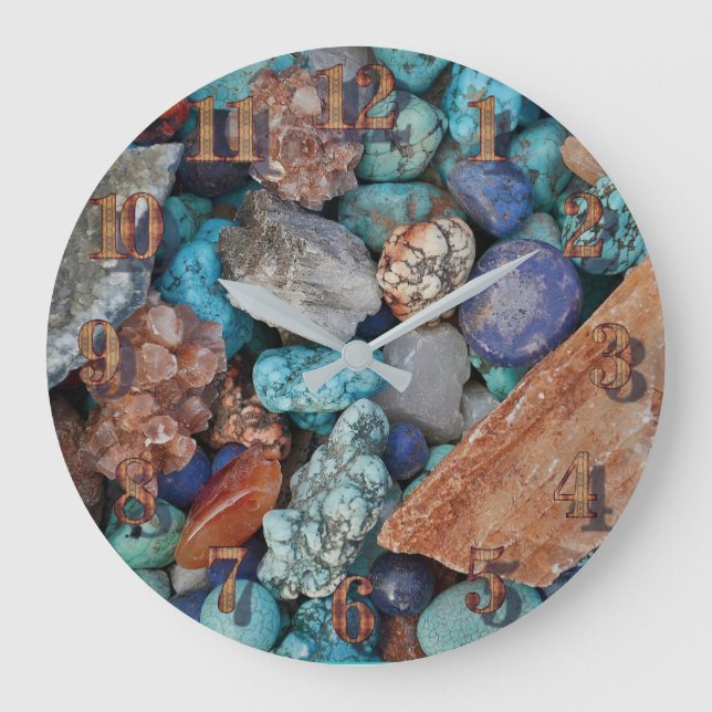 Colourful stone rock pebble natural texture large clock (Front)