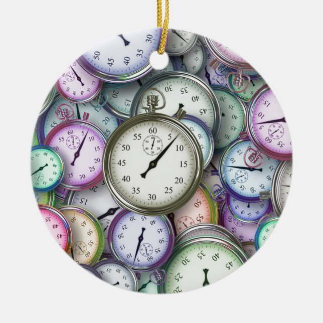 Colourful Stopwatch Time Management Abstract Ceramic Ornament (Front)