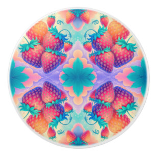 Colourful strawberry ceramic knob