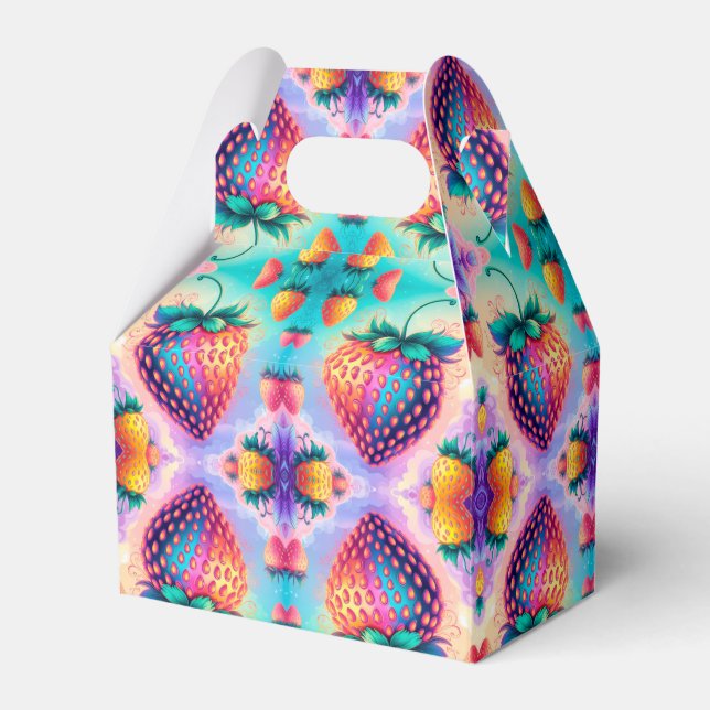 Colourful strawberry favor box (Front Side)