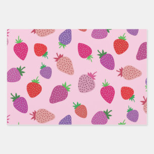 Colourful strawberry fields  wrapping paper sheet