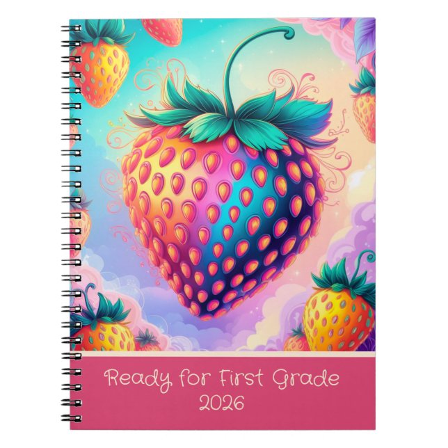 Colourful strawberry for 1st grade 2025 notebook (Front)