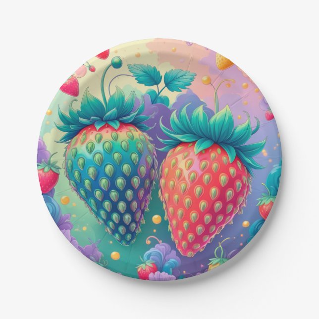 Colourful strawberry paper plate (Front)