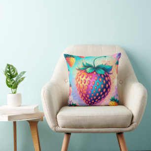 Colourful strawberry throw pillow