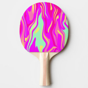 Colourful Streaks of Pink Magenta Yellow Mint Ping Pong Paddle
