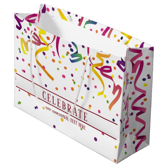 Colourful Streamers And Confetti Gift Bag (Front Angled)