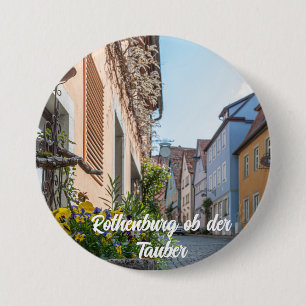 Colourful street in Rothenburg ob der Tauber 3 Inch Round Button