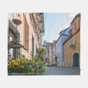 Colourful street in Rothenburg ob der Tauber Fleece Blanket