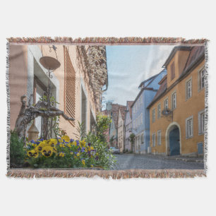 Colourful street in Rothenburg ob der Tauber Throw Blanket