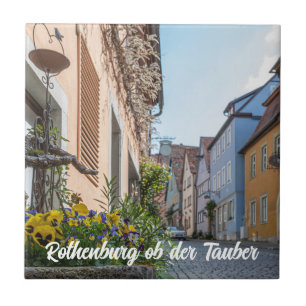Colourful street in Rothenburg ob der Tauber Tile