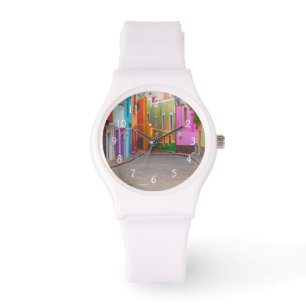 Colourful street scene watch