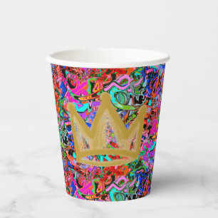 Colourful street style graffiti with crown  paper cups
