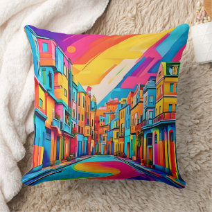 Colourful Street Vibes Throw Pillow