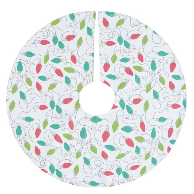 Colourful String Lights Christmas Brushed Polyester Tree Skirt (Front)
