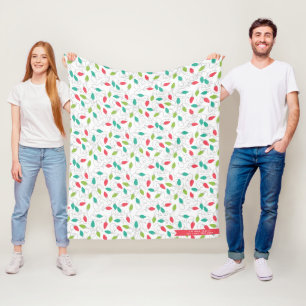 Colourful String Lights Christmas Fleece Blanket