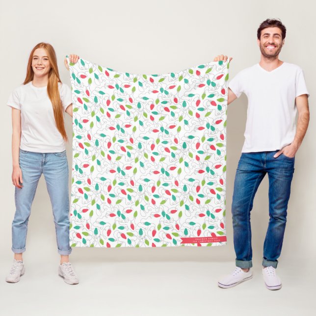 Colourful String Lights Christmas Fleece Blanket (In Situ)