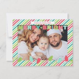 Colourful String of Lights Christmas Card