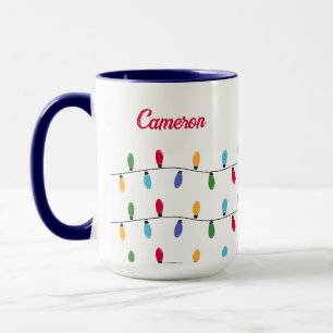 Colourful String of lights Personalized Christmas Mug