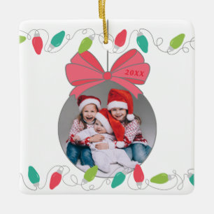 Colourful String Of Lights Photo Ornament