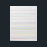Colourful Strings Acoustic Guitar Music Sheet Notepad<br><div class="desc">Classical acoustic guitar music sheets notepad includes sheets that coordinate with nylon rainbow coloured guitar strings. Traditional blank music sheet includes 7 lines for guitar with standard guitar string names listed and space on top for the song title. Colourful strings design includes violet purple, lime green, black, blue, yellow, and...</div>