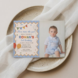 Colourful Stripe 3rd Fun Birthday Invitation Photo