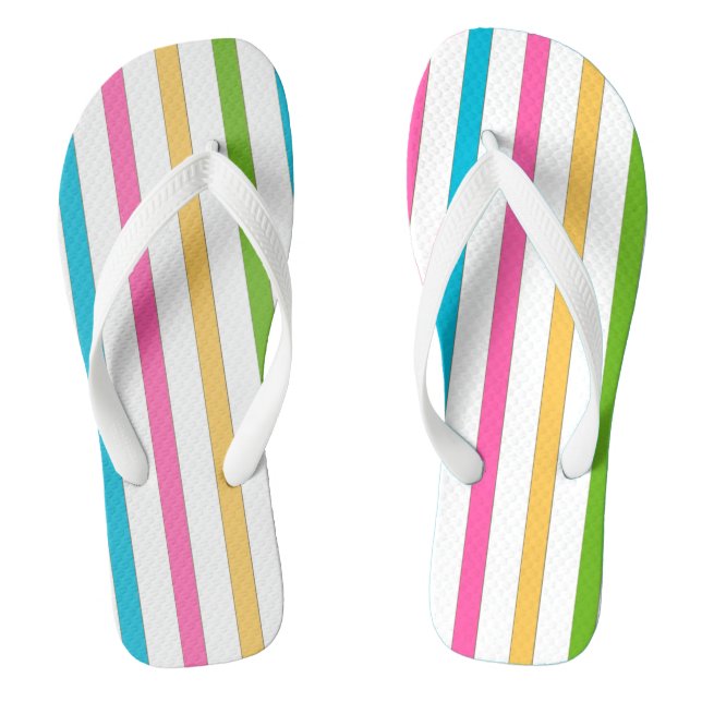 Colourful Stripe Beach Pair of Flip Flops (Footbed)