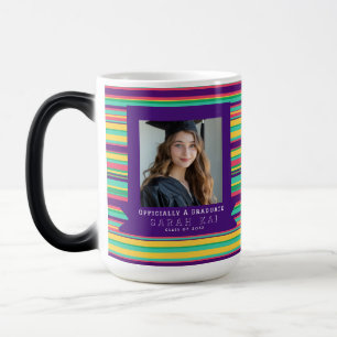 Colourful Stripe Pattern Grandaughter Graduation Magic Mug