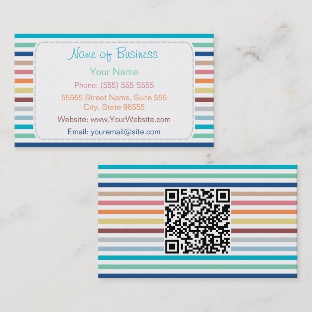 Colourful Stripe QR Code Design Business Card (Front/Back)
