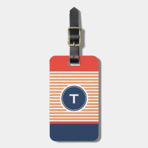 colourful stripe with monogram luggage tag