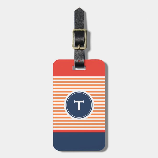 colourful stripe with monogram luggage tag (Front Vertical)