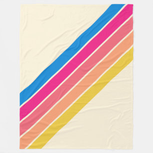 Colourful Striped 70s 80s Classic Retro Stripes Fleece Blanket