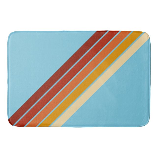 Colourful Striped 70s 80s Retro Racing Stripes Bath Mat (Front)