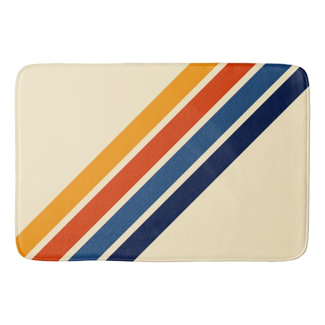 Colourful Striped 70s 80s Retro Racing Stripes Bath Mat (Front)