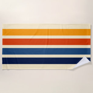 Colourful Striped 70s 80s Retro Racing Stripes Beach Towel