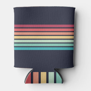 Colourful Striped 70s 80s Retro Racing Stripes Can Cooler