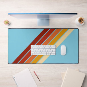 Colourful Striped 70s 80s Retro Racing Stripes Desk Mat