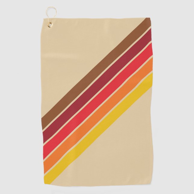 Colourful Striped 70s 80s Retro Racing Stripes Golf Towel (Front)