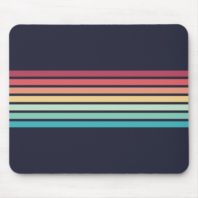 Colourful Striped 70s 80s Retro Racing Stripes Mouse Pad (Front)