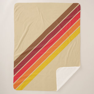 Colourful Striped 70s 80s Retro Racing Stripes Sherpa Blanket